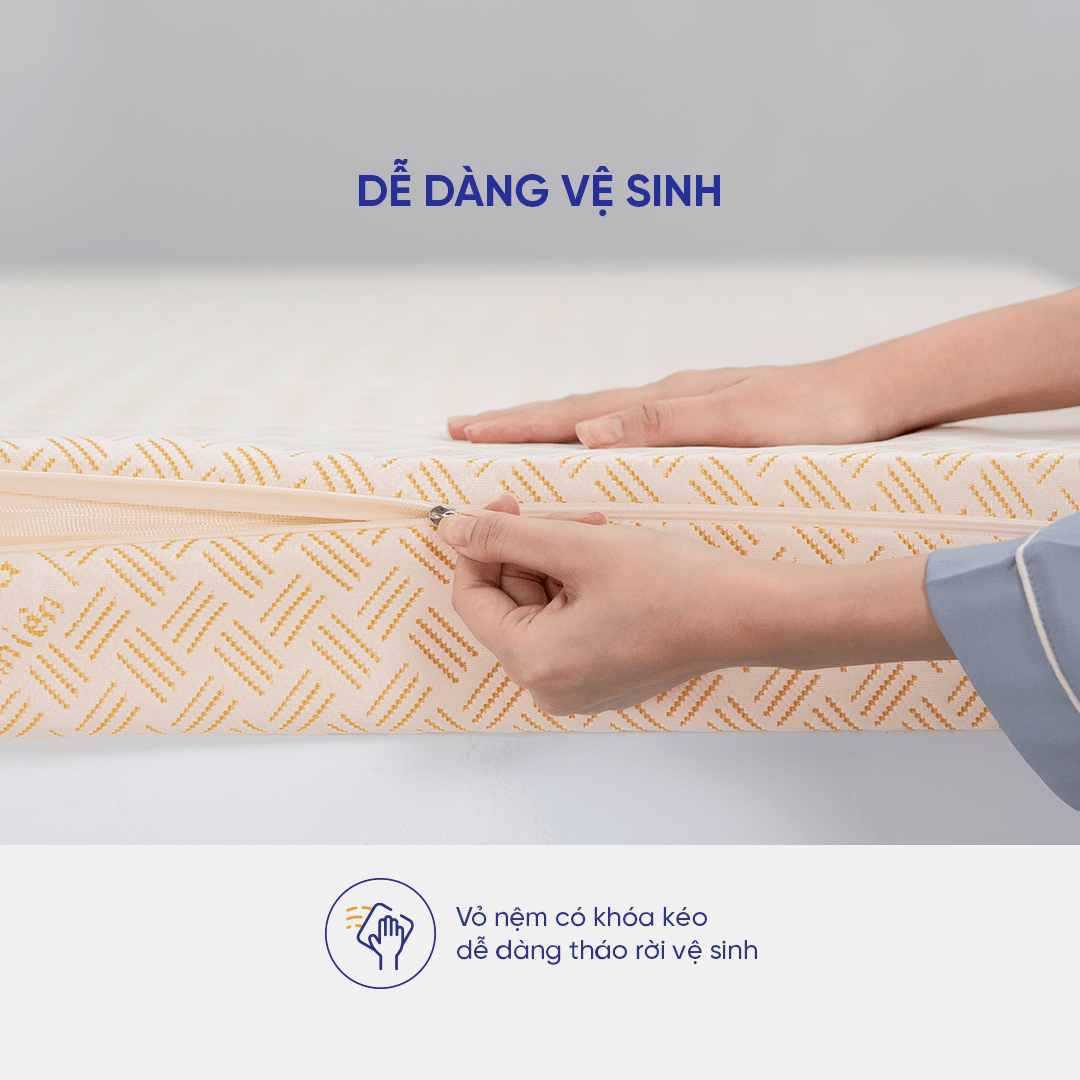 nệm cao su kim cương happy gold dễ dàng vệ sinh