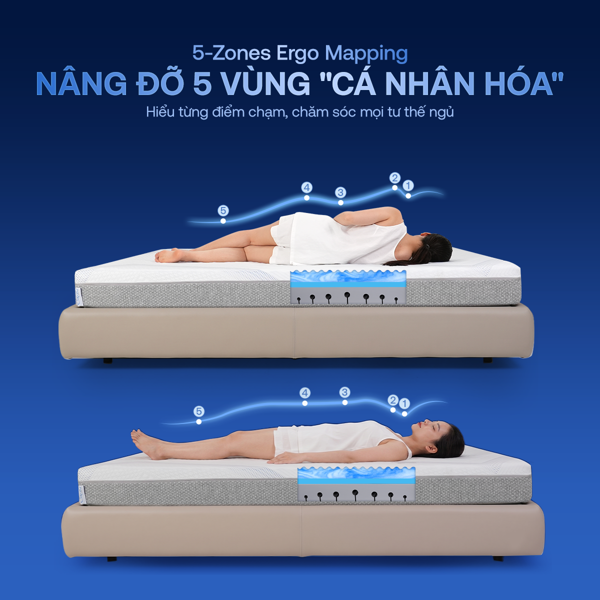 Khả năng phân bổ áp lực và nâng đỡ của nệm Comfy Cloud 3.0