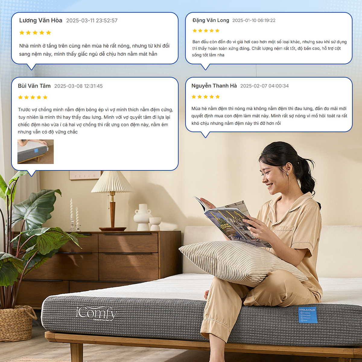 Mặt đáy chống trượt, thành nệm và vỏ lót kết hợp bảo vệ nệm bền lâu