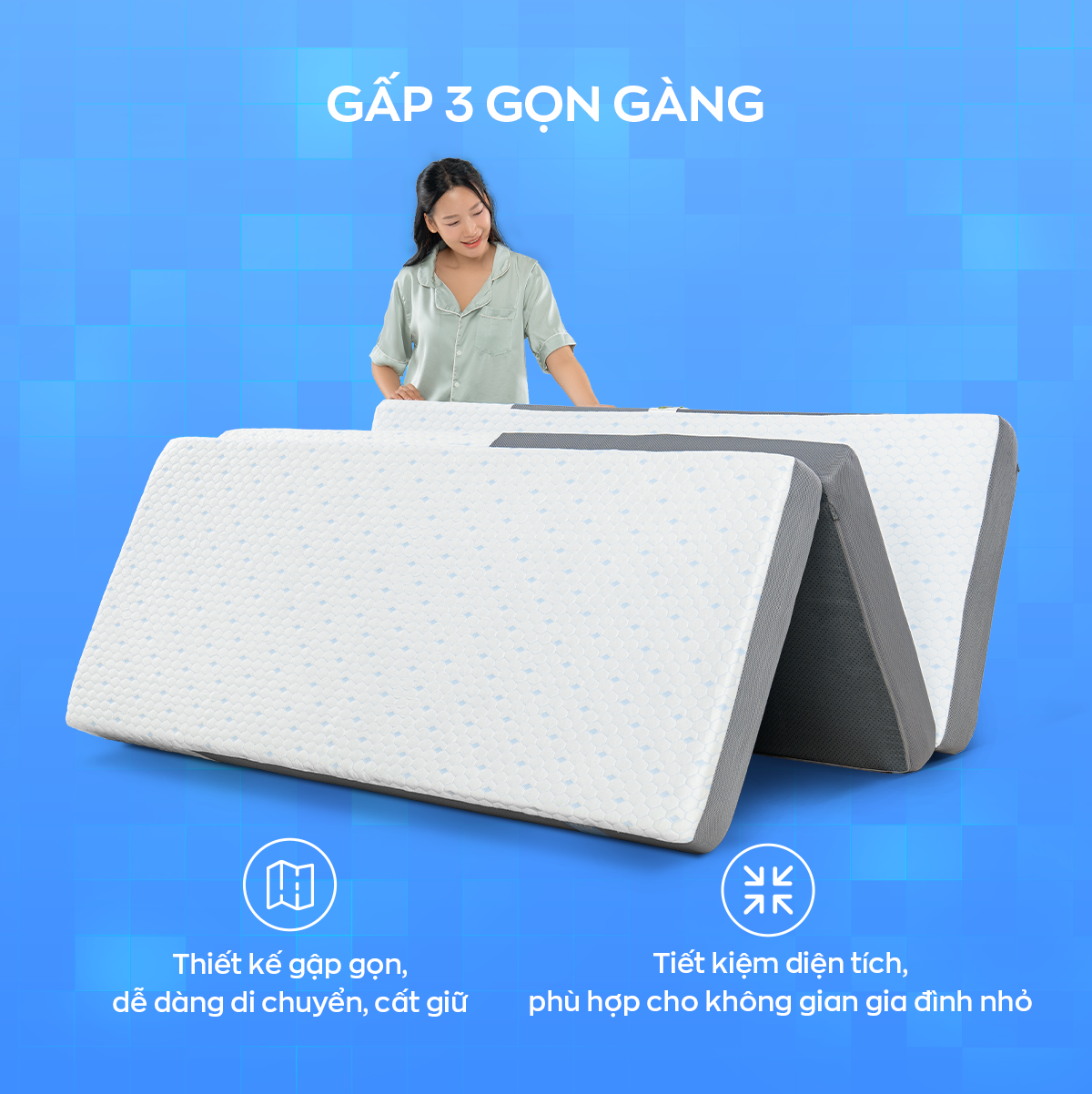 Thiết kế gấp 3 tinh tế, gọn nhẹ