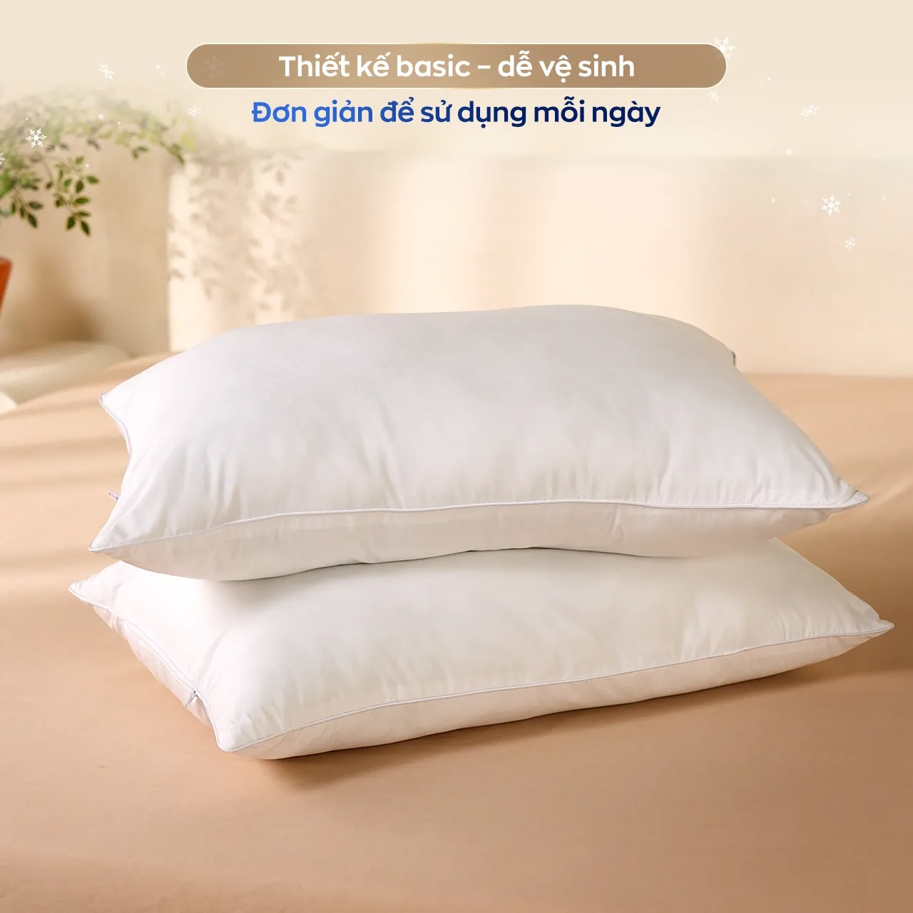 Cấu trúc sợi bông thoáng khí và giữ phồng của gối Amando Soft Basic