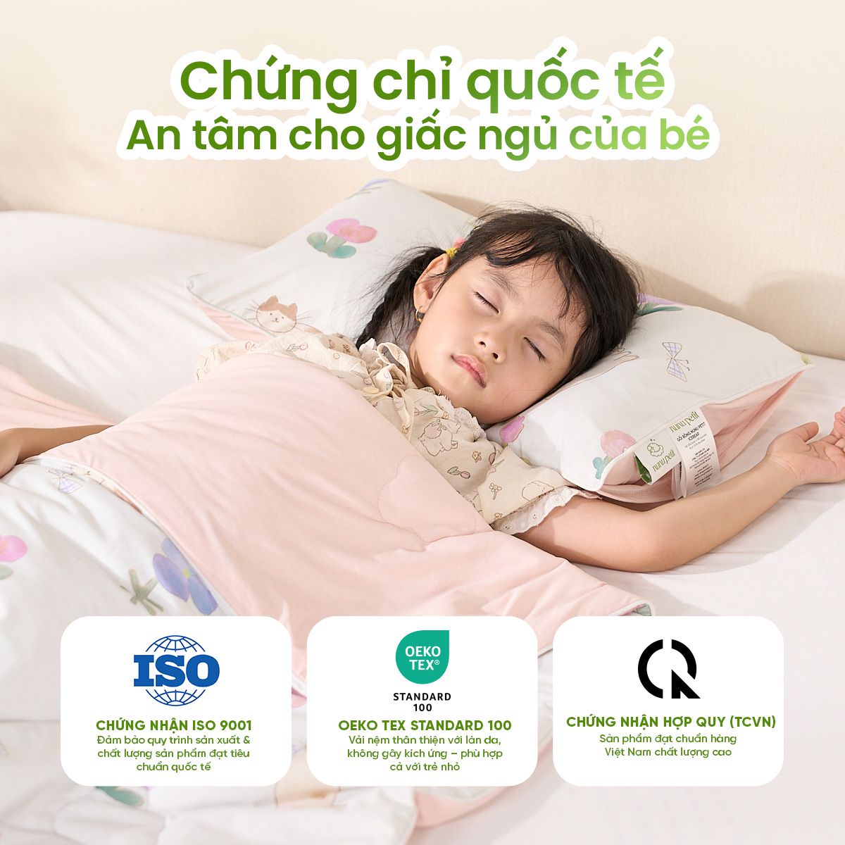 Chứng chỉ an toàn của bộ chăn gối Nunu Petit IceBear