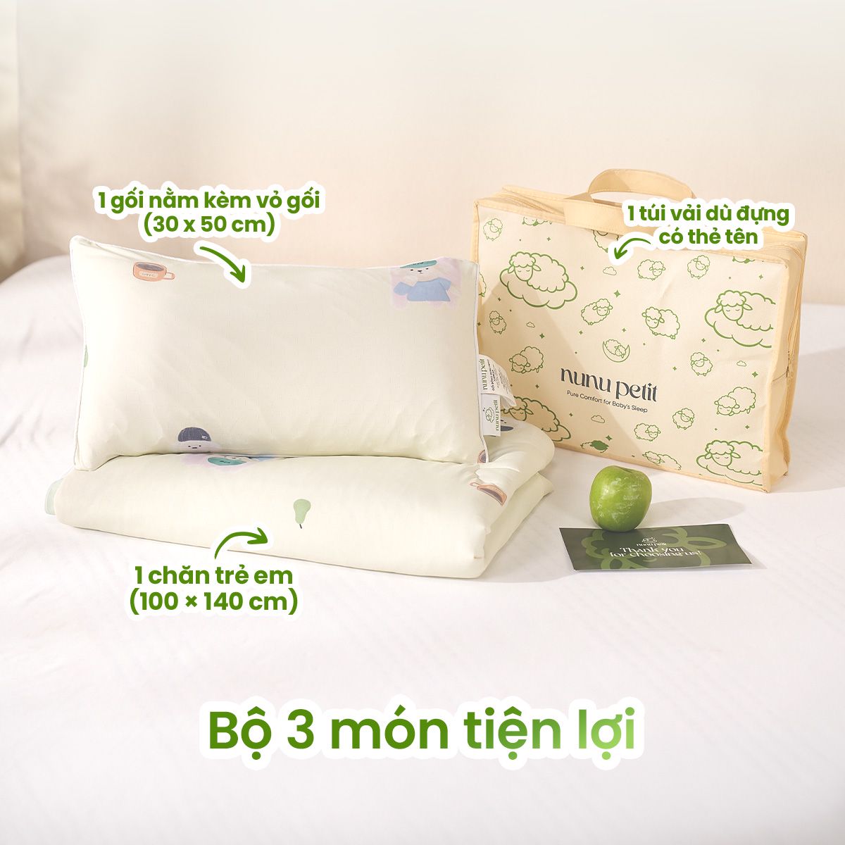 Bộ 3 món tiện lợi Nunu Petit IceBear kèm túi đựng