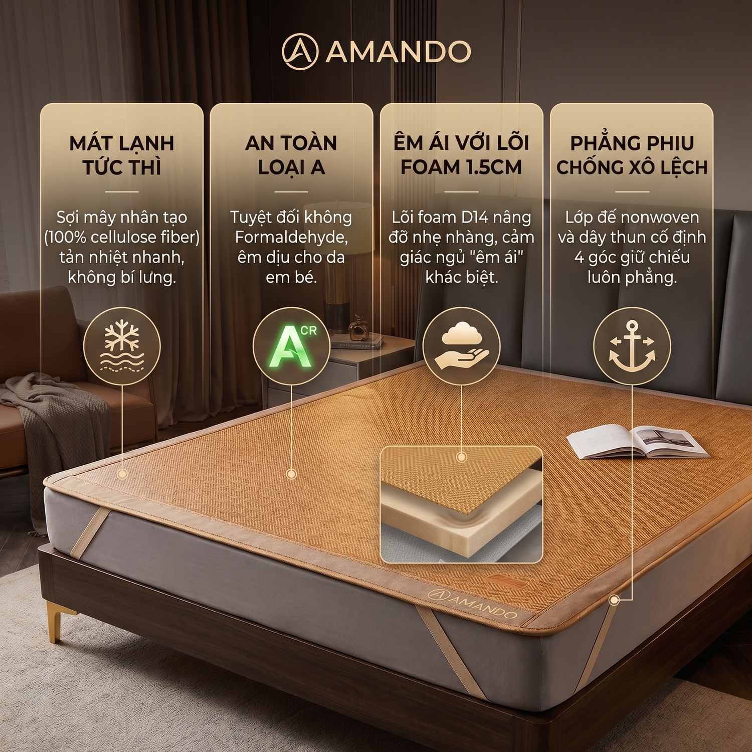 Chiếu mây điều hòa Amando Cool Mat mát lạnh
