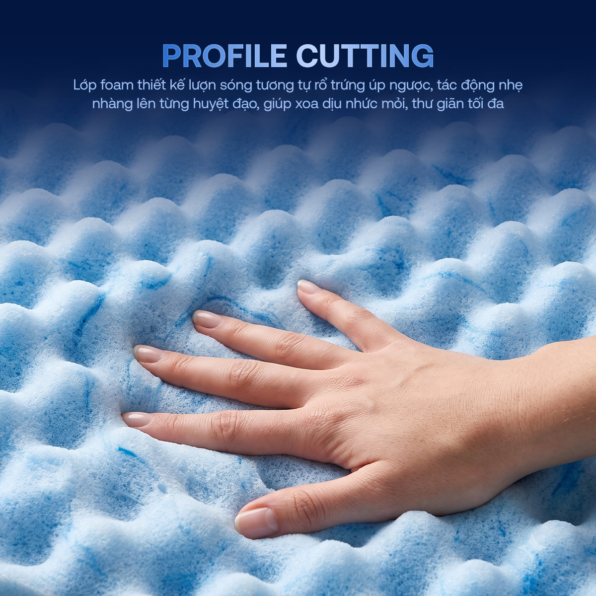 Lớp Memory Foam và Convoluted PU Foam trên nệm Comfy Cloud 3.0