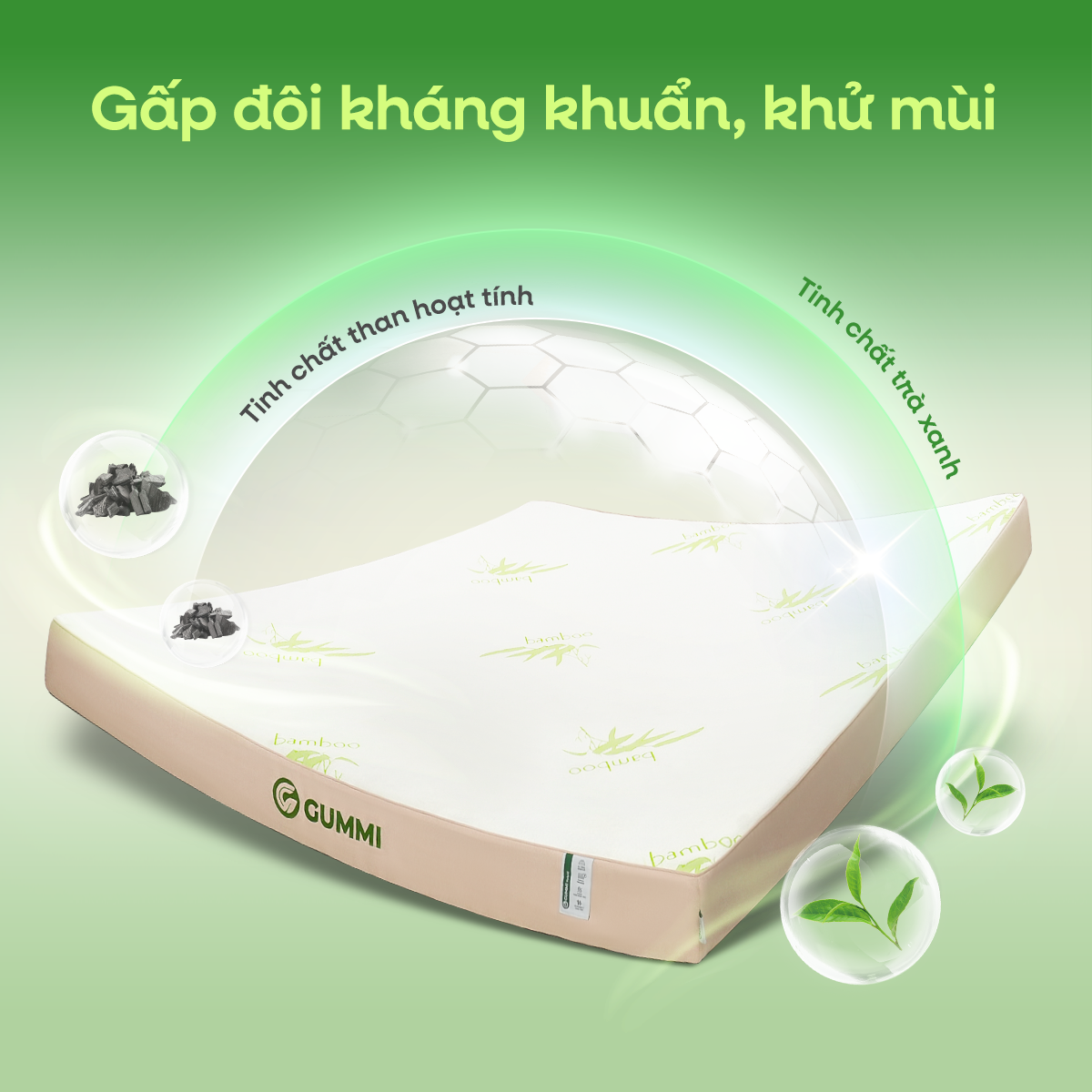 Gấp đôi kháng khuẩn nhờ tinh chất trà xanh và than hoạt tính