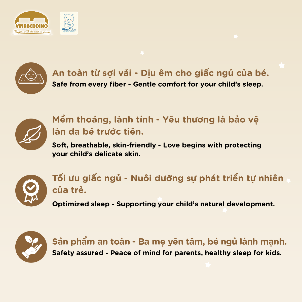 Trọn bộ chăn gối Vinacubs Tencel Baby cho bé từ 0 đến 3 tuổi