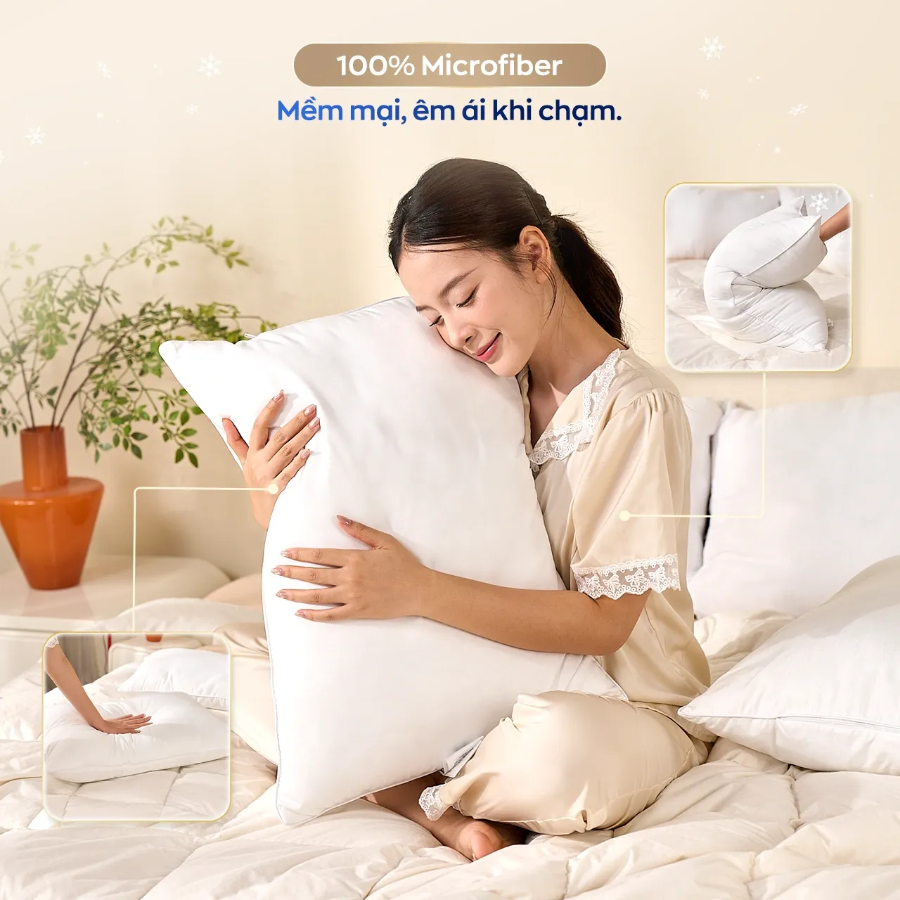 Gối bông Amando Soft Basic 45x65cm mềm êm và thoáng khí