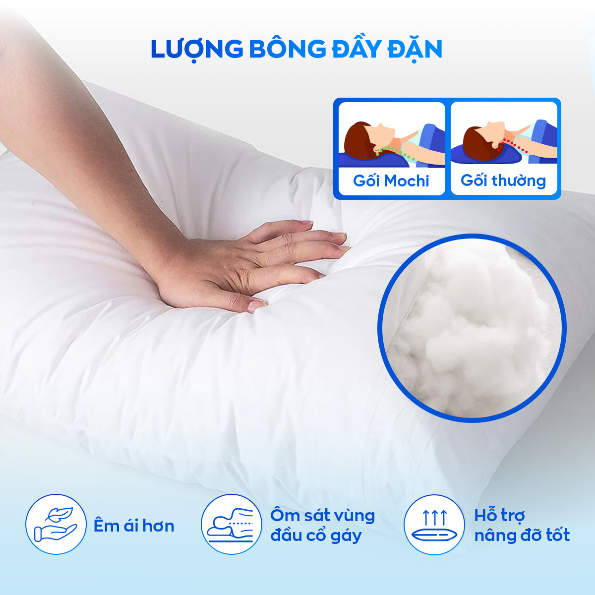 Gối lông vũ nhân tạo Goodnight Mochi siêu êm chuẩn khách sạn 5 sao