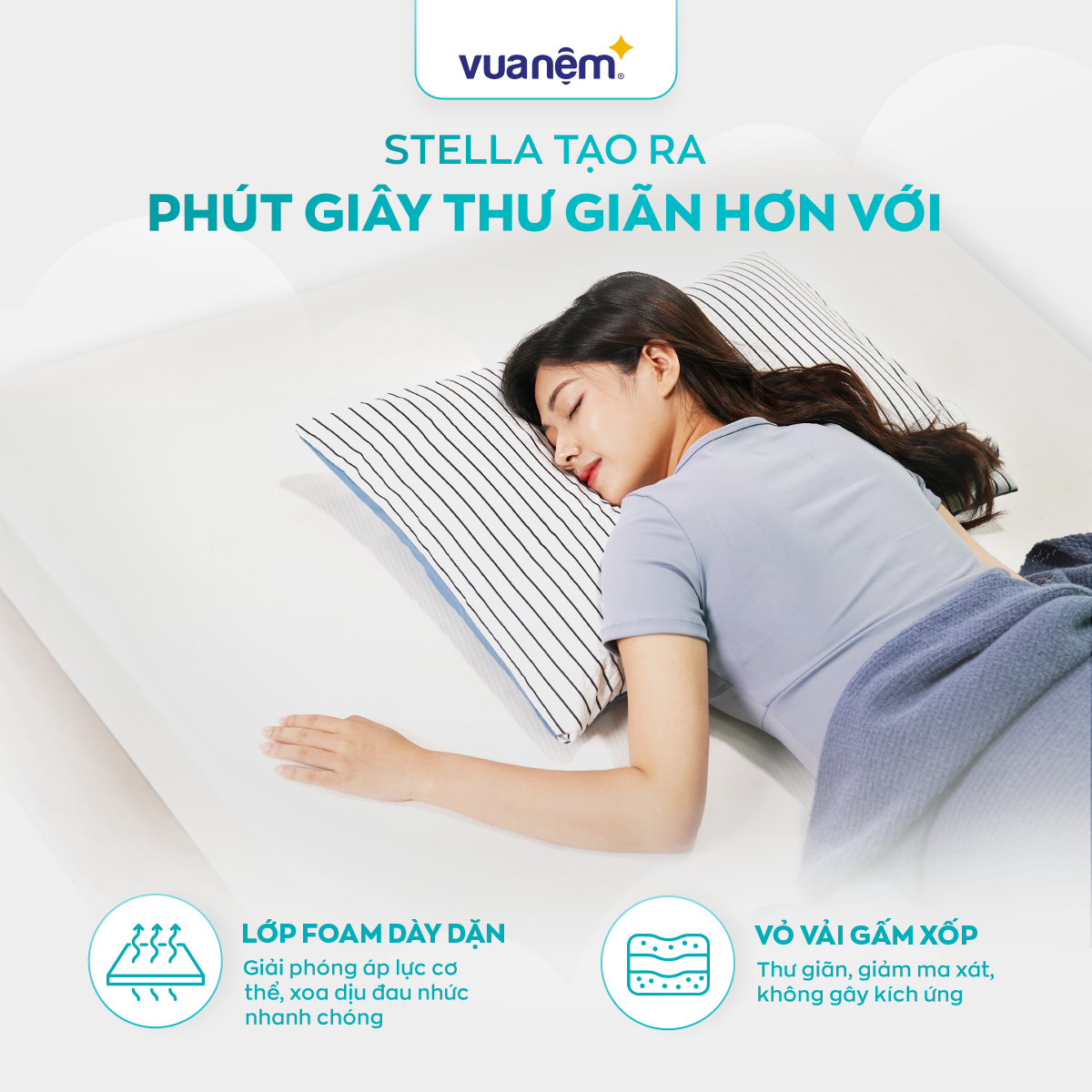 đệm cao su đa tầng kim cương stella thoáng khí vượt trội