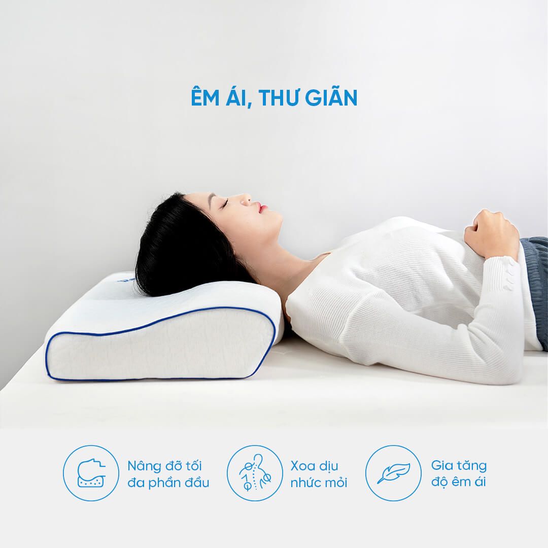 Gối memory foam công thái học giảm đau cổ vai gáy Doona Restful
