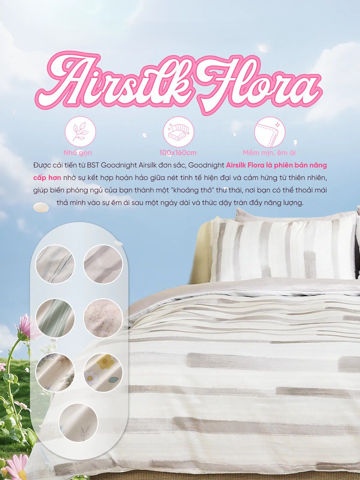 Bộ chăn ga Goodnight Airsilk Flora