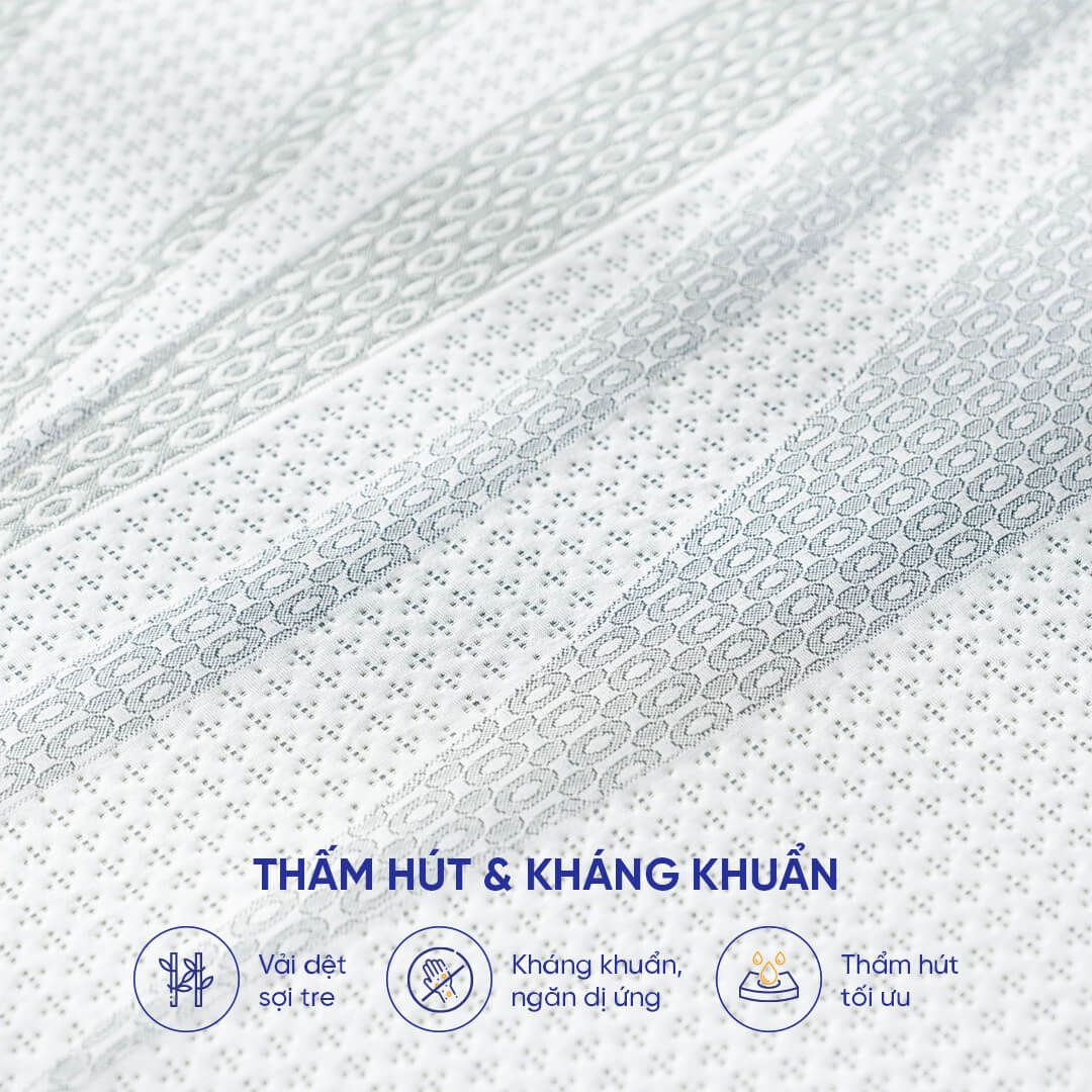 nệm cao su thiên nhiên liên á classic thấm hút, kháng khuẩn