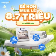 Combo Nano làm mát: 1 Đệm Lux 2.0, 1 Bộ ga Lagom/Soulmate, 2 gối cao su