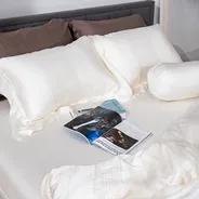 Bộ chăn ga lụa tencel cao cấp Amando Lagom 5 chi tiết màu kem/be