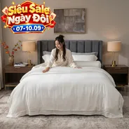 Bộ chăn ga lụa tencel cao cấp Amando Lagom 5 chi tiết màu kem/be