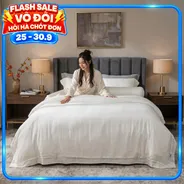 Bộ chăn ga lụa tencel cao cấp Amando Lagom 5 chi tiết màu kem/be