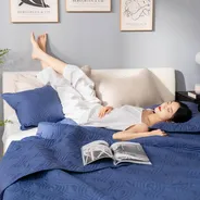 Bộ chăn chần, vỏ gối Microfiber mềm mại, kháng khuẩn Amando Luna 3 chi tiết