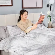Bộ chăn ga chun chần sợi gỗ thiên nhiên Amando Jamila 5 chi tiết LC004