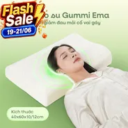 Gối cao su Gummi Ema giảm đau mỏi cổ vai gáy, thiết kế 2 đầu thích hợp cho cả nam và nữ, kích thước 40*60
