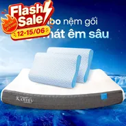 Combo Ngủ Mát Êm Sâu: 1 đệm Coolax Plus + 2 gối Nami