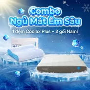 Combo Ngủ Mát Êm Sâu: 1 đệm Coolax Plus + 2 gối Nami