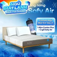Combo Ngủ Mát Êm Sâu 2: 1 đệm Coolax Plus + 2 gối Sofy Air