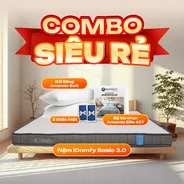 Combo siêu rẻ 1: Đệm Foam iComfy Basic 2.0 kèm ga gối