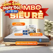 Combo siêu rẻ 1: Đệm Foam iComfy Basic 2.0 kèm ga gối