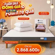 Combo rẻ quá 2: Đệm Foam iComfy Basic 1.0 kèm ga gối