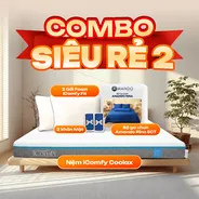 Combo Siêu rẻ 2: 1 Đệm Coolax + 1 bộ ga Rina + 2 gối Fit - tiết kiệm 1293K