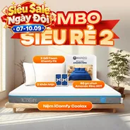 Combo Siêu rẻ 2: 1 Đệm Coolax + 1 bộ ga Rina + 2 gối Fit - tiết kiệm 1293K