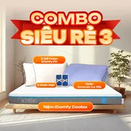 Combo Siêu rẻ 3: 1 Đệm Coolax + 1 chăn Ice silk + 2 gối Fit - tiết kiệm 827K