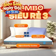 Combo Siêu rẻ 3: 1 Đệm Coolax + 1 chăn Ice silk + 2 gối Fit - tiết kiệm 827K