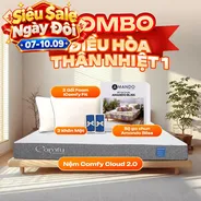 Combo Điều hòa thân nhiệt 1: 1 Đệm Cloud 2.0 + 1 bộ ga Bliss + 2 gối Fit - - tiết kiệm 1117K