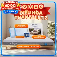 Combo Điều hòa thân nhiệt 2: 1 Đệm Cloud 3.0 + 1 Chăn Azami + 2 gối Nami - tiết kiệm 1318K