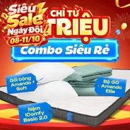 Combo Siêu Rẻ 1: Nệm Foam iComfy Basic 2.0 Kèm Ga + 2 Gối