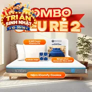 Combo Siêu Rẻ 2: Nệm Coolax + Ga + 2 Gối, Tiết Kiệm 1.293K