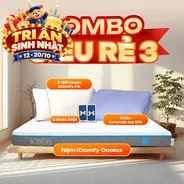 Combo Siêu Rẻ 3: Nệm Coolax + Chăn + 2 Gối, Tiết Kiệm 827K