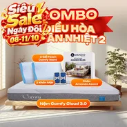 Combo Điều Hòa Thân Nhiệt 2: Nệm Cloud 3.0, Chăn Azami, Gối