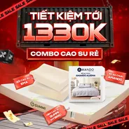 Combo Giá Rẻ: Gummi Hybrid + 1 bộ chăn ga + 2 gối cao su Ema - tiết kiệm 1330k
