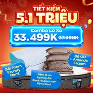 Combo Thoáng Khí: 1 Đệm Spring air Firm Cool + 1 bộ chăn ga Lagom + 2 gối Nami - tiết kiệm 5171K