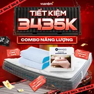 Combo Năng Lượng : 1 Đệm Energy + 1 bộ chăn ga E'lan + 2 gối Nami - tiết kiệm 3435K