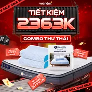 Combo Thư Thái: 1 Đệm Elite Plus + 1 bộ chăn ga Bliss + 2 gối Nami - tiết kiệm 2363k