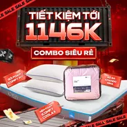 Combo Siêu rẻ 2: 1 Đệm Coolax + 1 bộ ga Rina + 2 gối Fit/ 2 gối Nori 1 - tiết kiệm 1146K