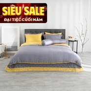 Bộ chăn ga phủ Amando Confident 7 chi tiết màu ghi xám