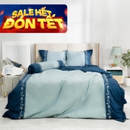 Bộ ga phủ chăn chần Amando thêu cotton satin màu xanh lá