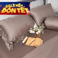 Bộ chăn ga Lụa tencel cao cấp Amando Lagom 5 chi tiết Màu Nâu
