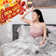 Bộ chăn ga Lụa tencel cao cấp Amando Lagom 5 chi tiết Màu Xám