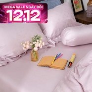 Bộ chăn ga Lụa tencel cao cấp Amando Lagom 5 chi tiết Màu Tím